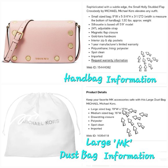 'MICHAEL KORS' 'HOLLY' LEATHER STUDDED CROSSBODY BAG & 'MK' DUST BAG SET - Picture 13 of 16